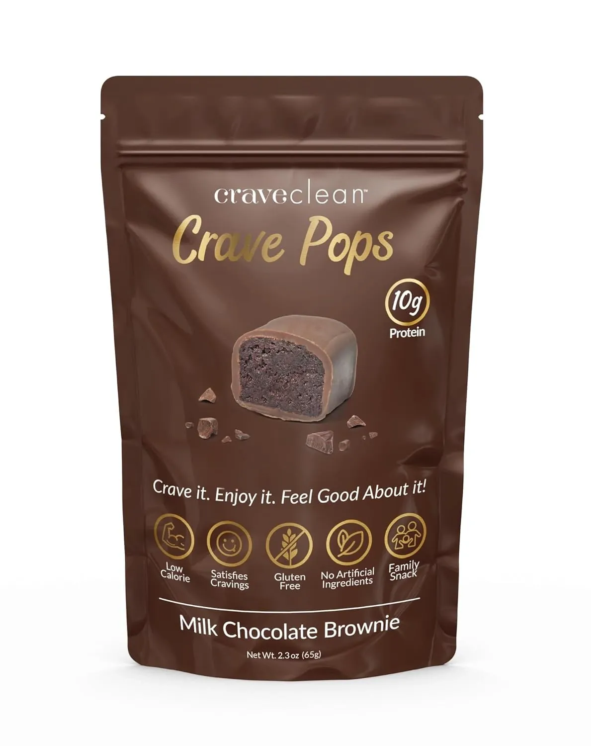 CraveClean Crave Pops, Flavor: Milk Chocolate Brownie, Size: Box of 8