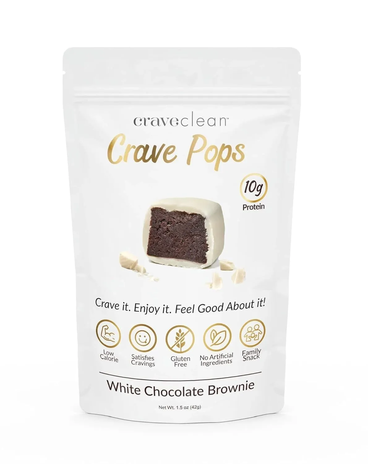 CraveClean Crave Pops, Flavor: White Chocolate Brownie, Size: Box of 8