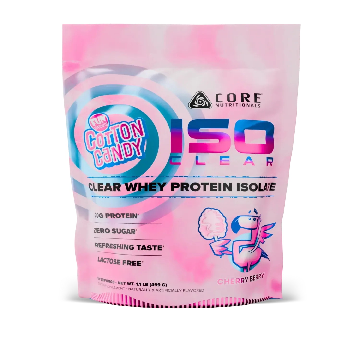 Core Nutritionals ISO Clear 1 lb, Flavor: Fun Sweets Cotton Candy Cherry Berry, Size: 1.1 lb