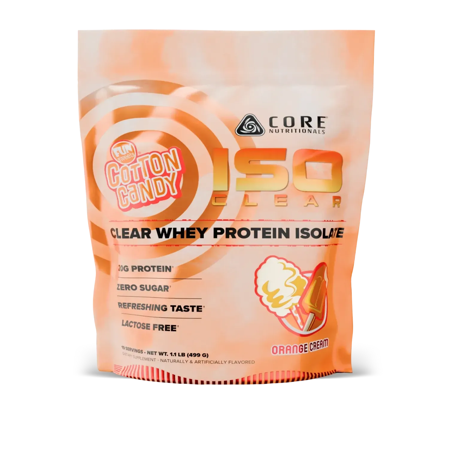 Core Nutritionals ISO Clear 1 lb, Flavor: Fun Sweets Orange Cream, Size: 1.1 lb
