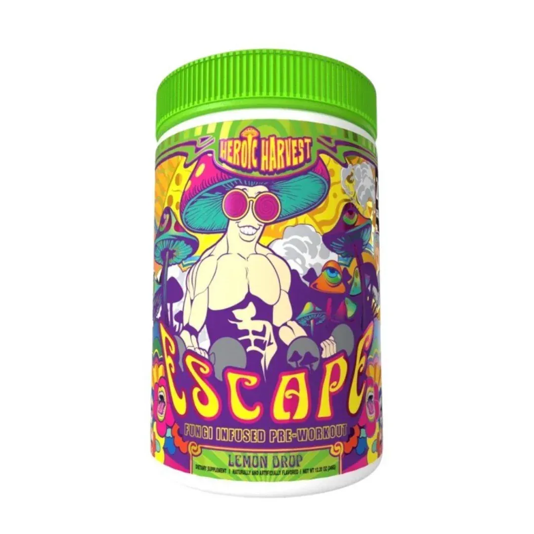 Heroic Harvest Escape Fungi Infused Pre-Workout, Flavor: Lemon Drop, Size: 40/20 Servings
