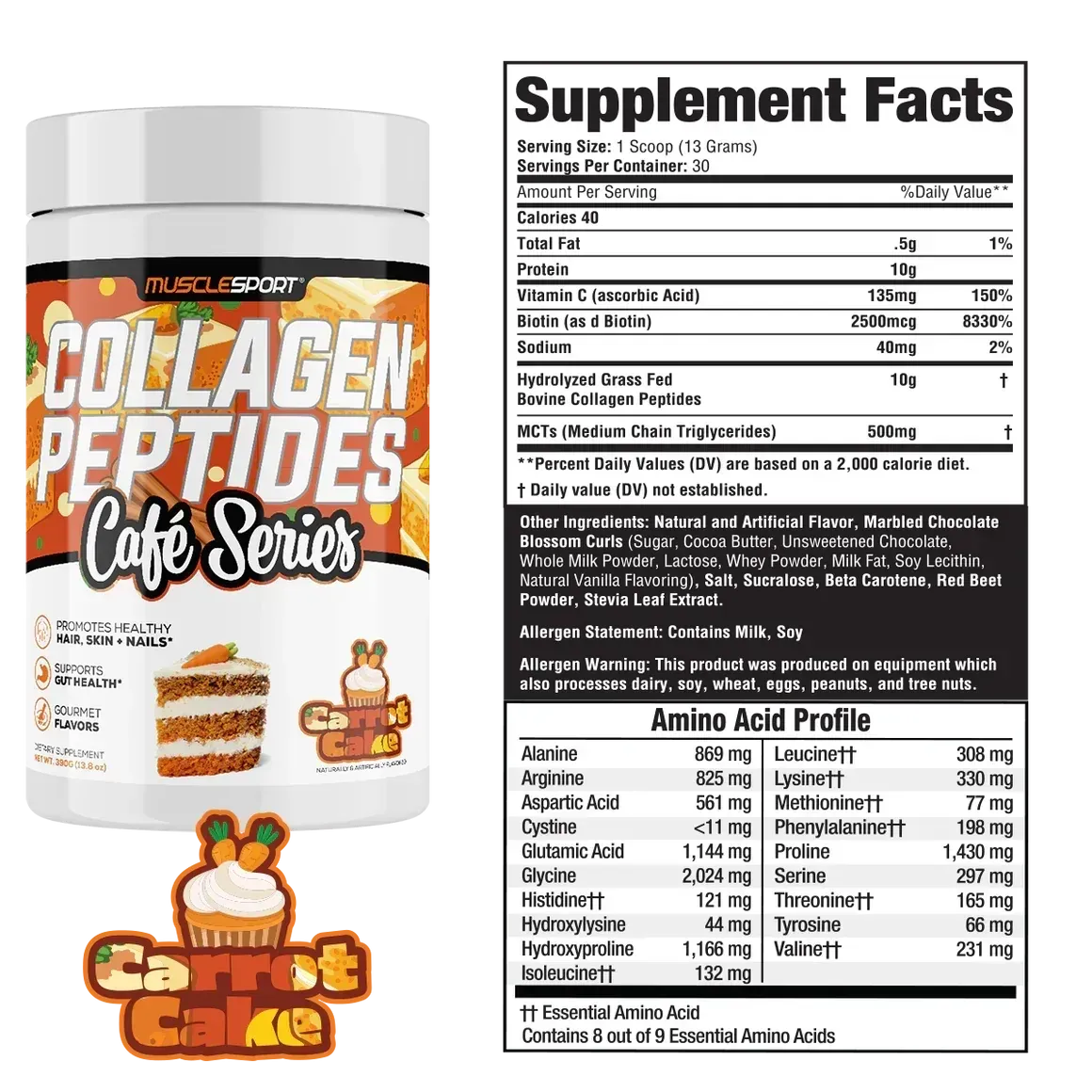 Musclesport Collagen Peptides, Flavor: Carrot Cake, Size: 30 Servings