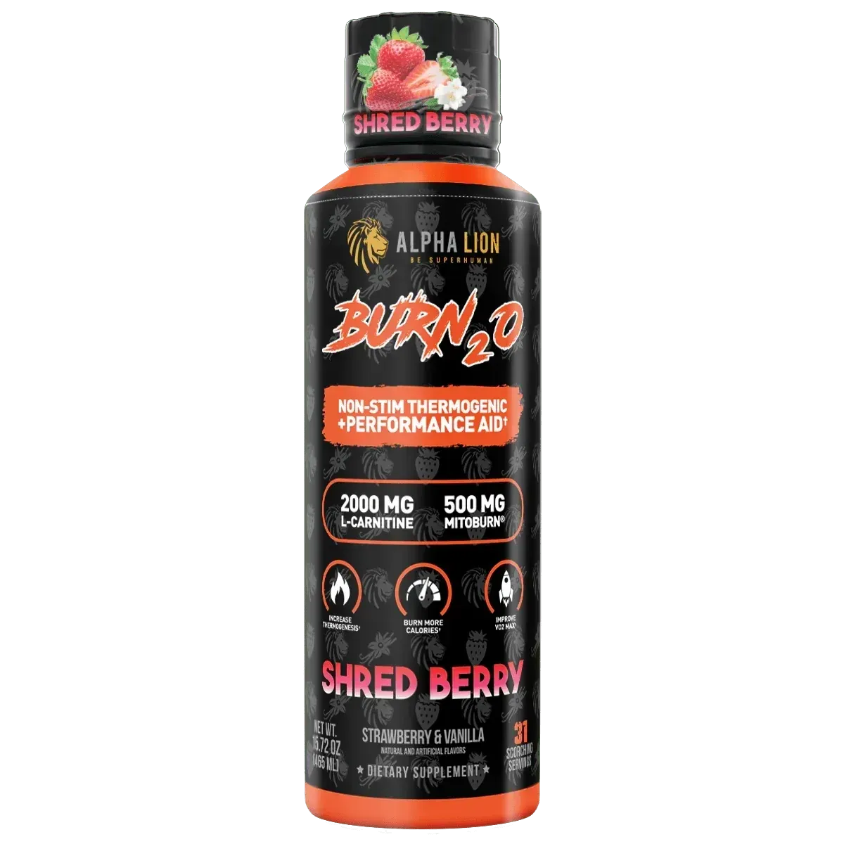 Alpha Lion BURN2O, Flavor: Shred Berry, Size: 31 Servings