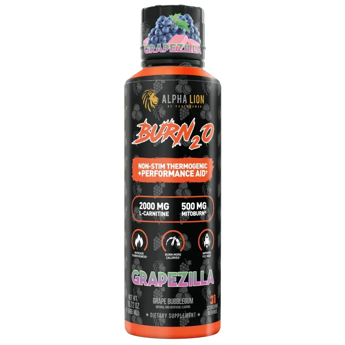 Alpha Lion BURN2O, Flavor: Grapezilla, Size: 31 Servings