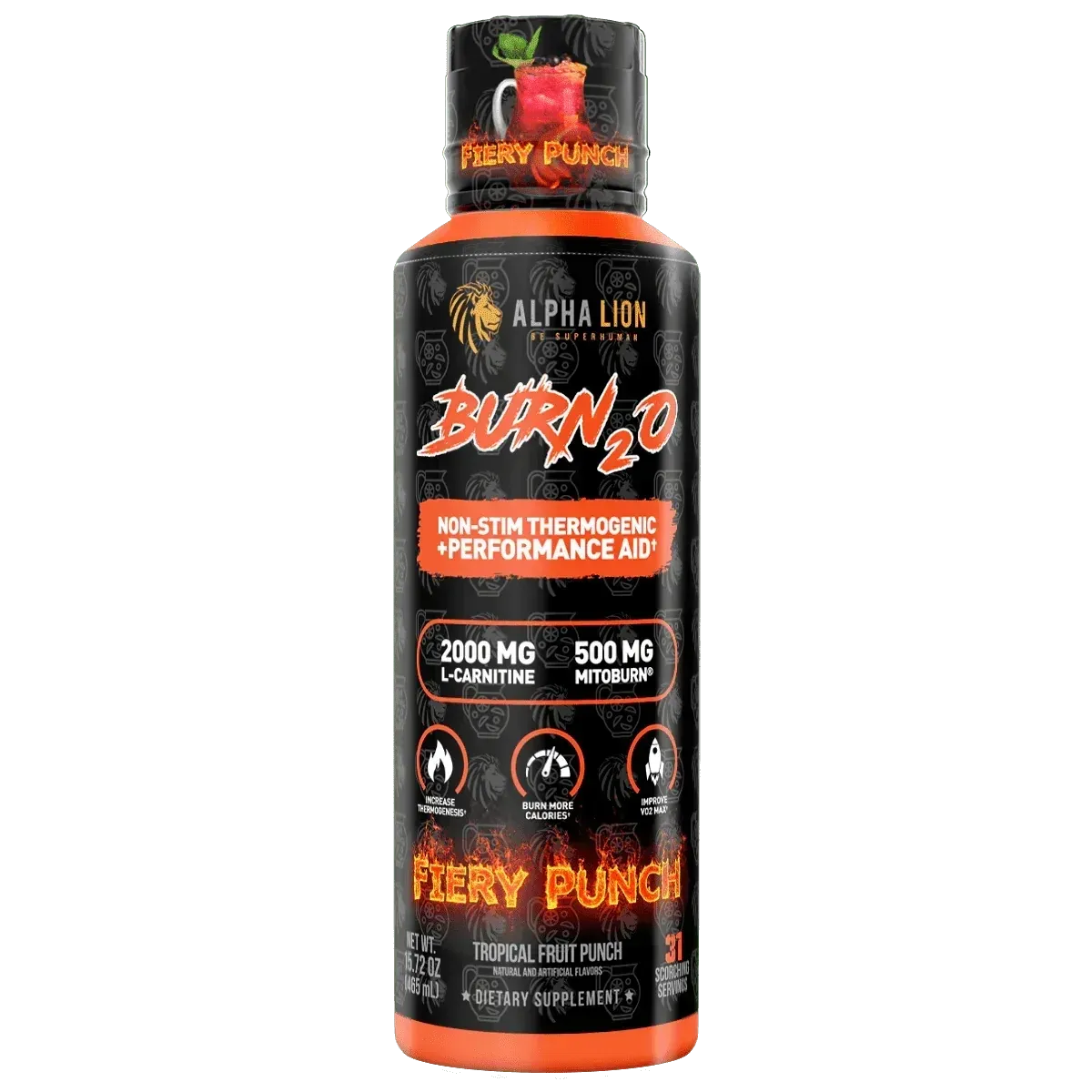 Alpha Lion BURN2O, Flavor: Fiery Fruit Punch, Size: 31 Servings