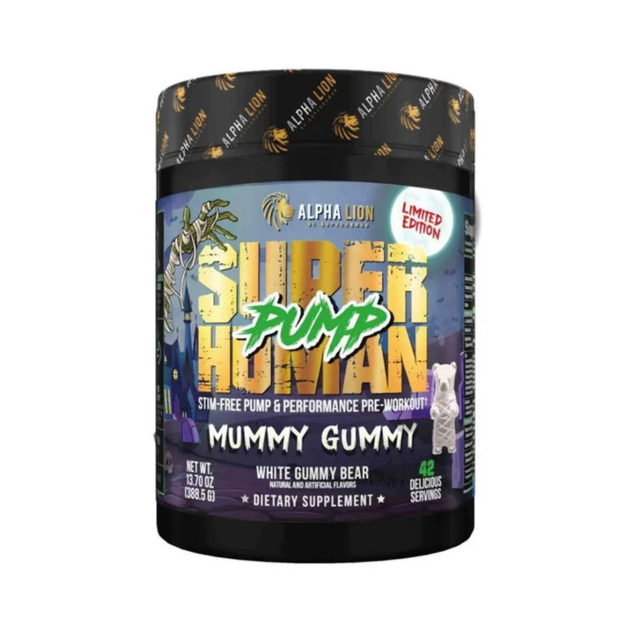 Alpha Lion Superhuman Pump Stim-Free, Flavor: Mummy Gummy (White Gummy Bear), Size: 42 Servings