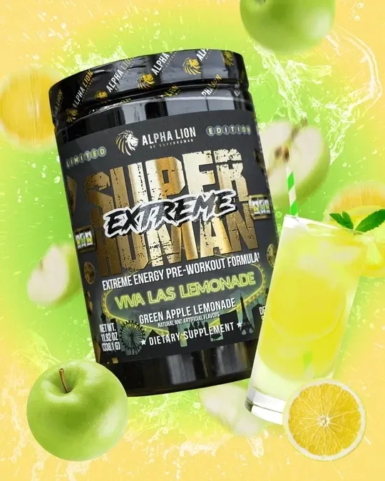 Alpha Lion Superhuman Extreme V3, Flavor: Viva Las Lemonade (Green Apple Lemonade), Size: 21 Servings