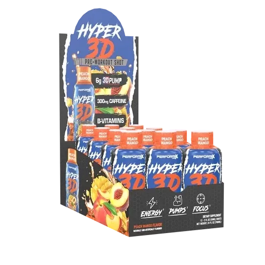 Performax Labs Hyper3D Shots, Flavor: Peach Mango, Size: 12 ct Case