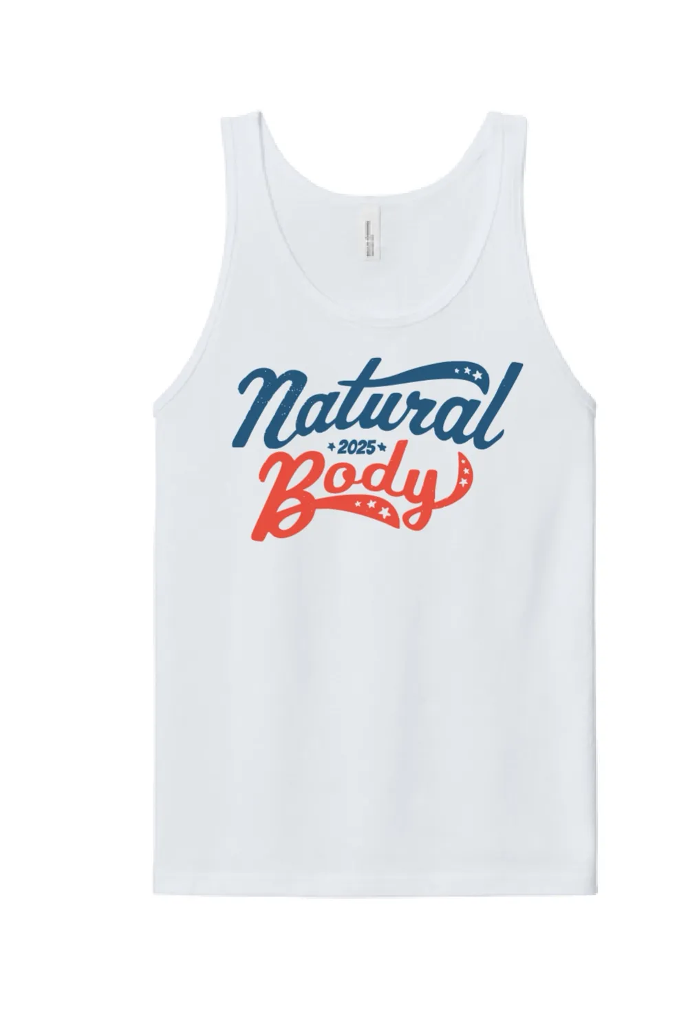 Natural Body Apparel 4th of July 2025 Tank Top, Color: Solid White Blend, Size: Unisex XXL