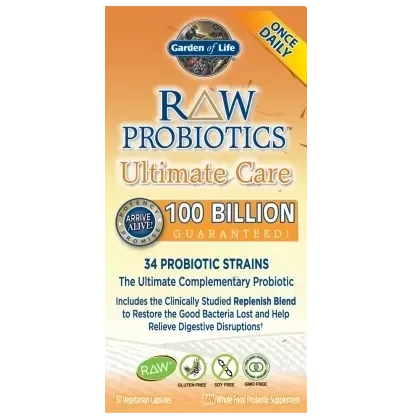 Garden Of Life Raw Probiotics Ultimate Care 100 Billion, Size: 30 Vegetarian Capsules