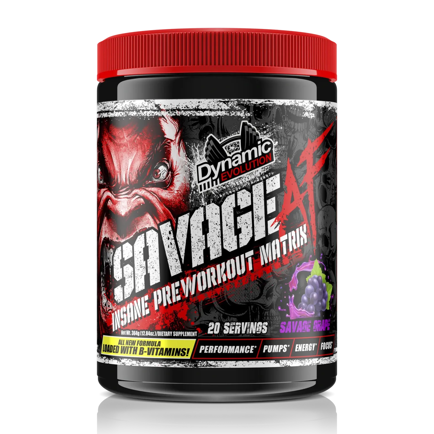 Dynamic Evolution Savage AF 2.0 Pre-Workout, Flavor: Savage Grape, Size: 20 Servings