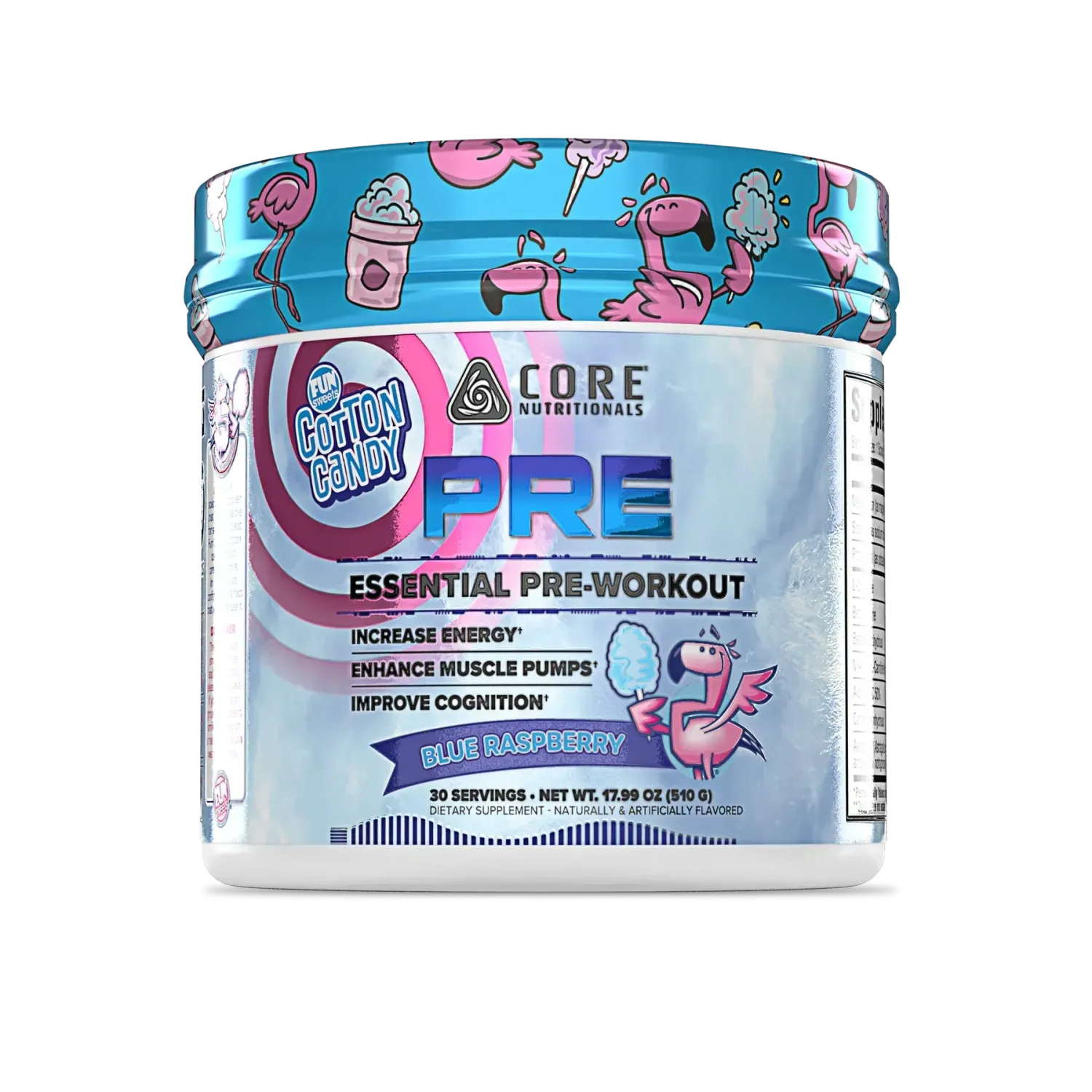 Core Nutritionals Pre Essential Pre-Workout, Flavor: Fun Sweets Blue Raspberry, Size: 30 Servings