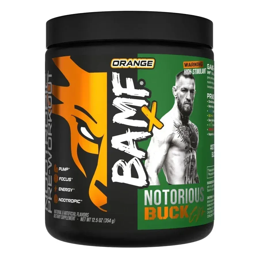 Bucked Up BAMF High Stimulant Nootropic Pre-Workout, Flavor: Notorious Buck Orange, Size: 30 Servings