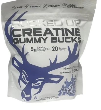 Bucked Up Creatine Gummy Bucks Gummies, Flavor: Blue Blast, Size: 20 Servings