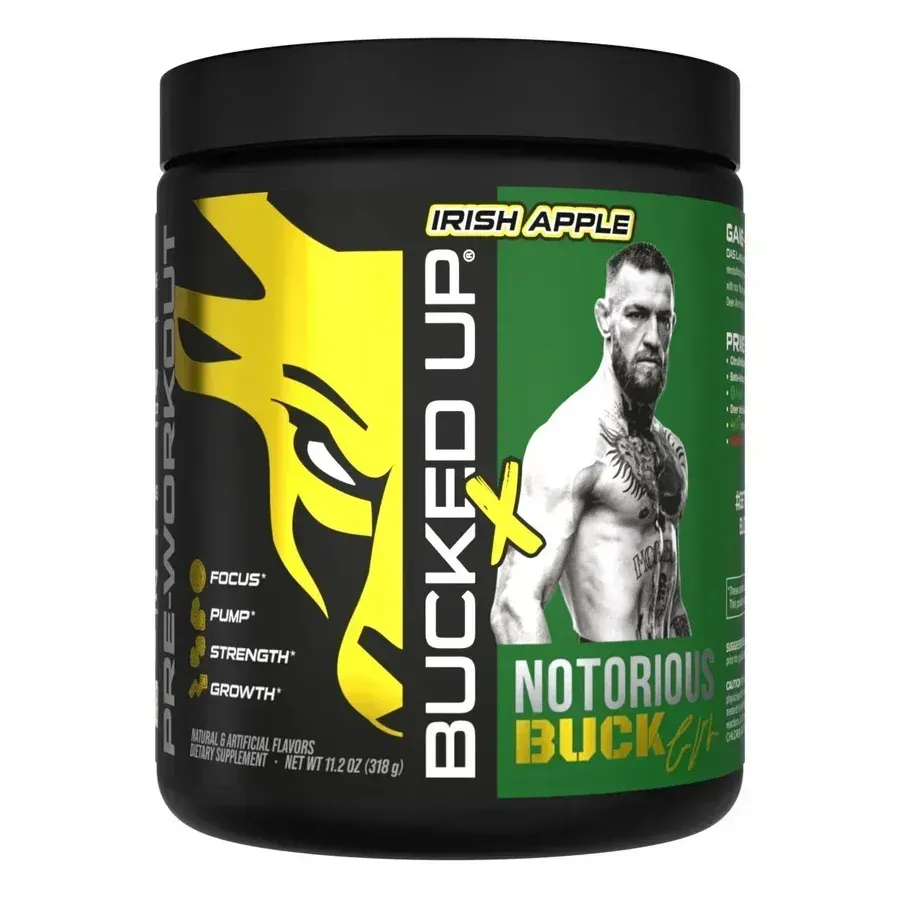 Bucked Up Woke AF High Stimulant Pre-Workout, Flavor: Notorious Buck Irish Apple, Size: 30 Servings
