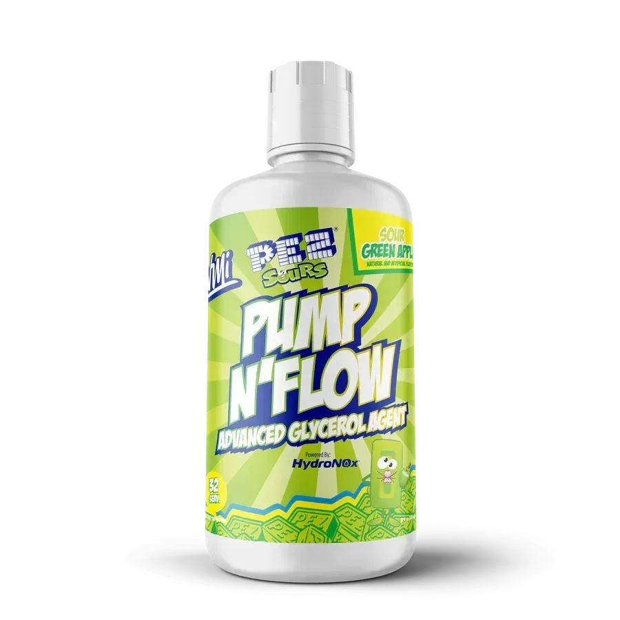 VMI Sports Pump N' Flow Stim Free Pre-Workout, Flavor: PEZ Sour Green Apple, Size: 32/16 Servings