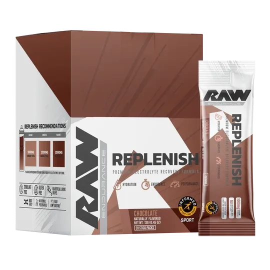 Raw Nutrition Replenish Electrolytes, Flavor: Chocolate, Size: 20 Stick Packs