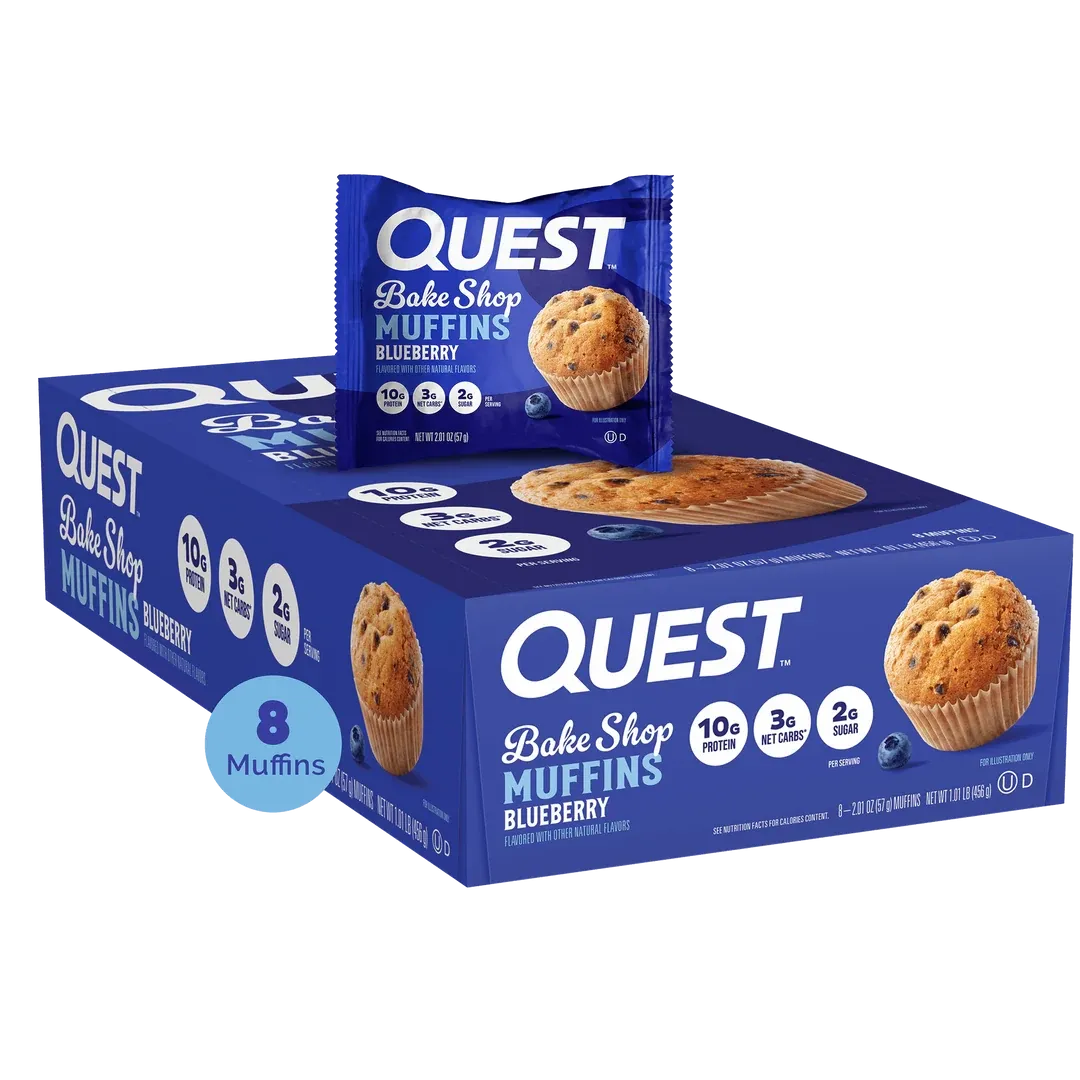Quest Bake Shop Muffins, Flavor: Blueberry, Size: 8 Pack