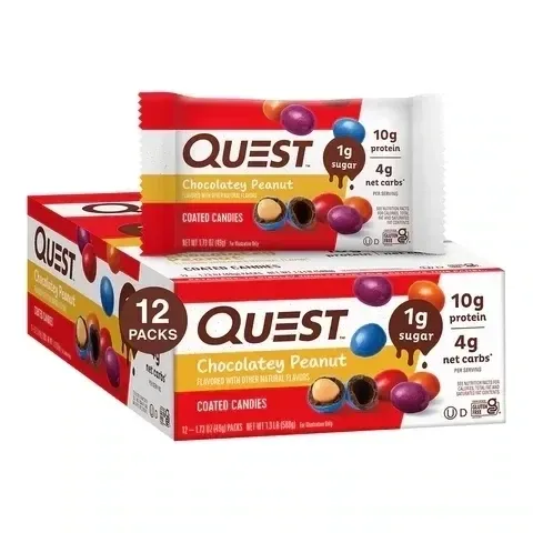 Quest Chocolatey Peanut Coated Candies, Flavor: Chocolatey Peanut, Size: 12 Packs