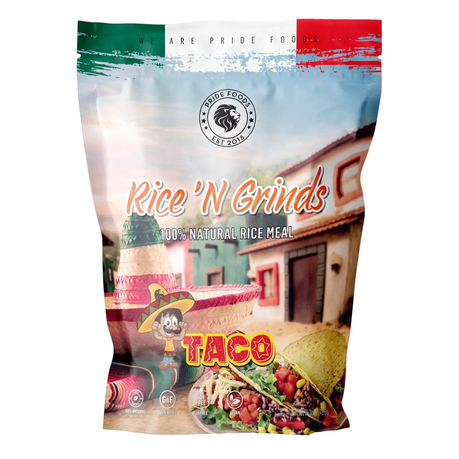 Pride Foods Rice &#39;N Grinds Flavored 12 Servings, Flavor: Taco, Size: 12 Servings