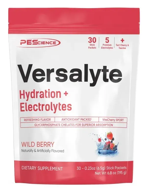 PEScience Versalyte Electrolytes, Flavor: Wild Berry w/ Stevia, Size: 30 Packets