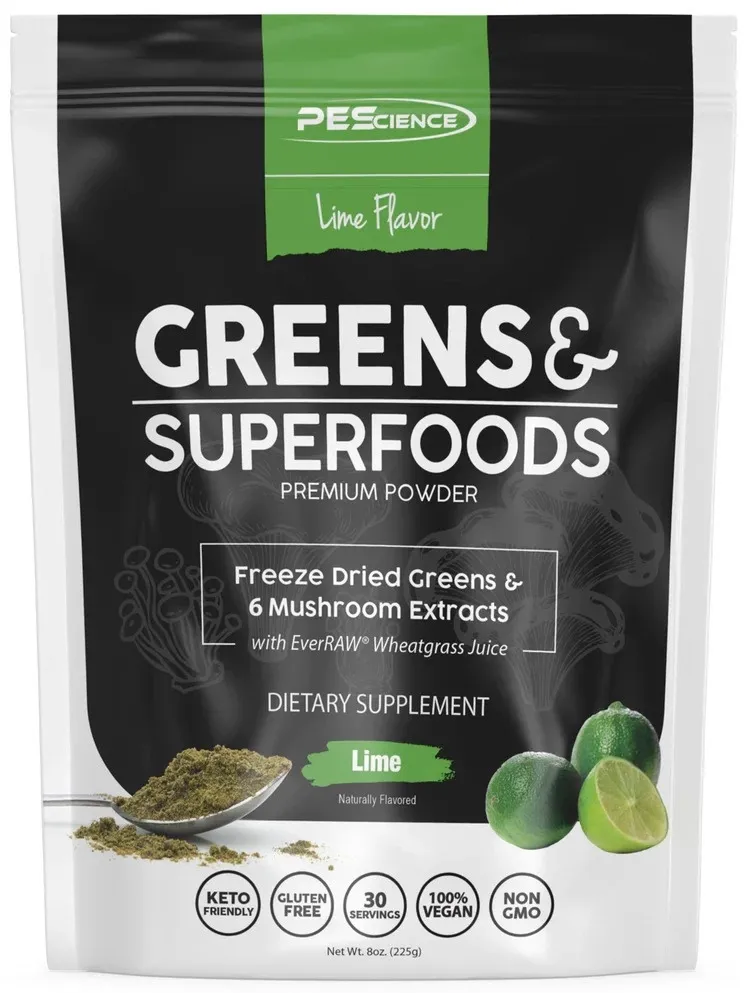 PEScience Greens &amp; Superfoods, Flavor: Lime, Size: 30 Servings