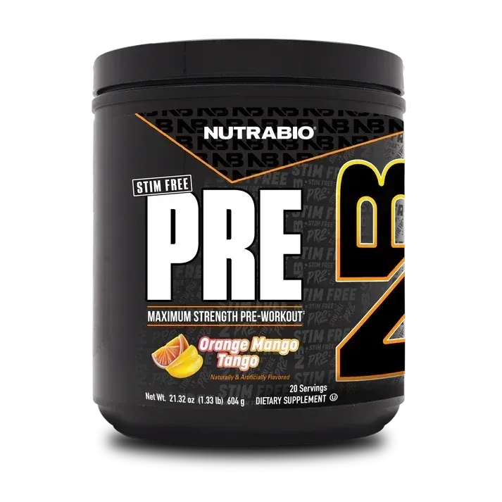 NutraBio PRE Workout Stim Free, Flavor: Orange Mango Tango, Size: 20 Servings