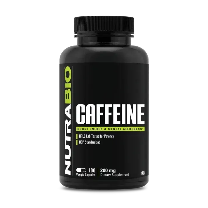 NutraBio Caffeine 200 mg, Size: 100 Capsules