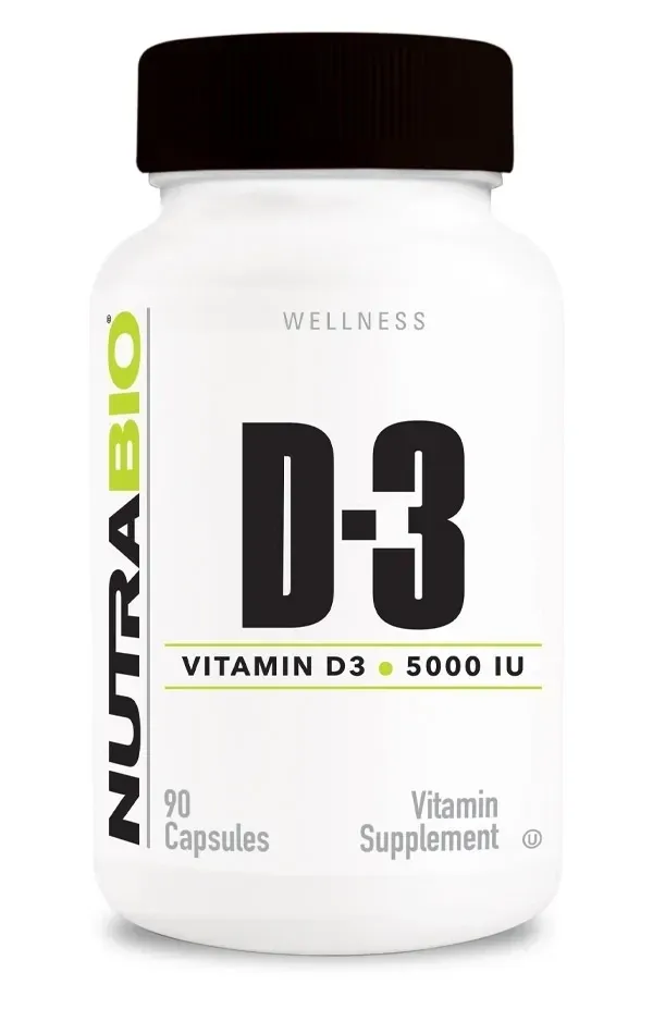 NutraBio Vitamin D3 5000 IU, Size: 90 Capsules