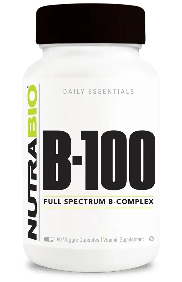 NutraBio Vitamin B-100 Complex, Size: 90 Vegetarian Capsules