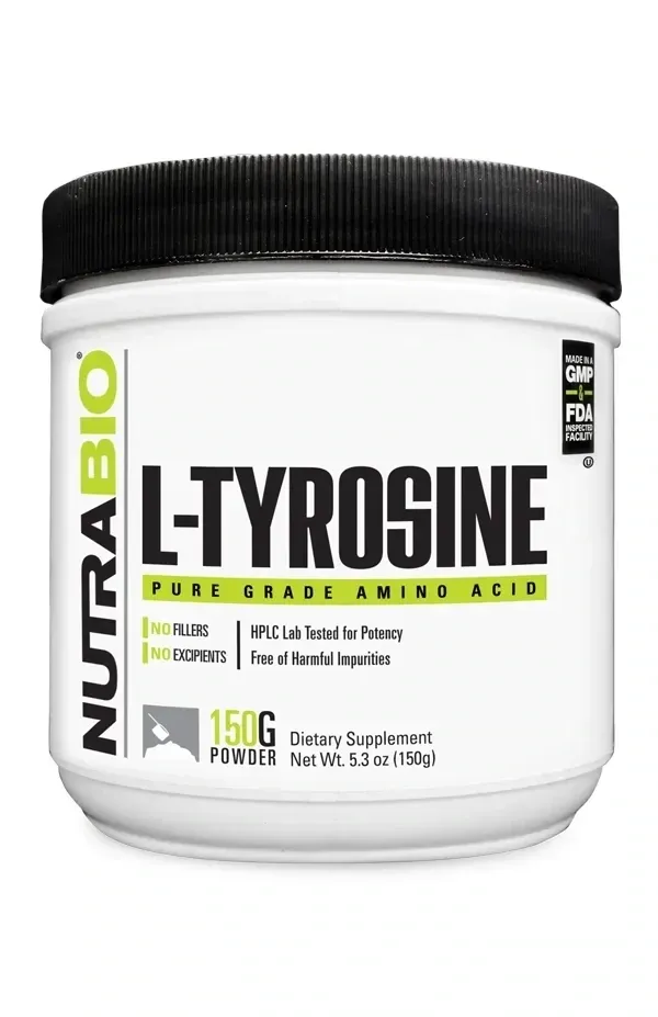 NutraBio Tyrosine Powder, Size: 300 Servings