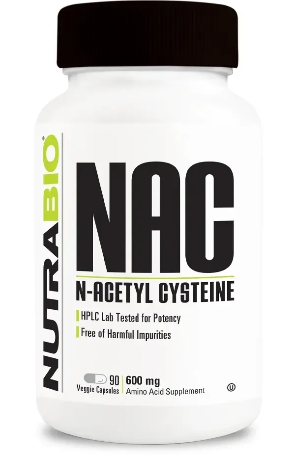NutraBio N-Acetyl-Cysteine (NAC) 600 mg, Size: 90 Vegetarian Capsules
