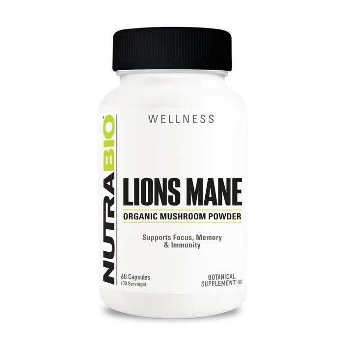 NutraBio Organic Lion&#39;s Mane 500 mg, Size: 60 Capsules
