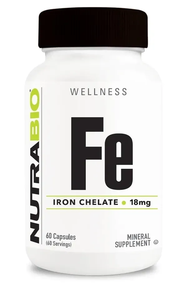 NutraBio Iron Chelate, Size: 60 Capsules