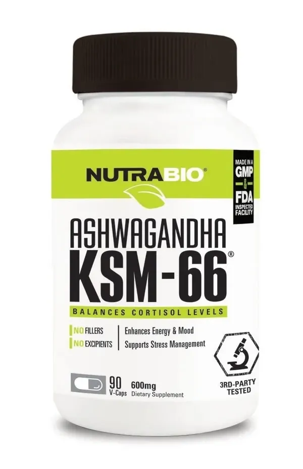 NutraBio Ashwagandha KSM-66 90 Capsules, Size: 90 Vegetarian Capsules
