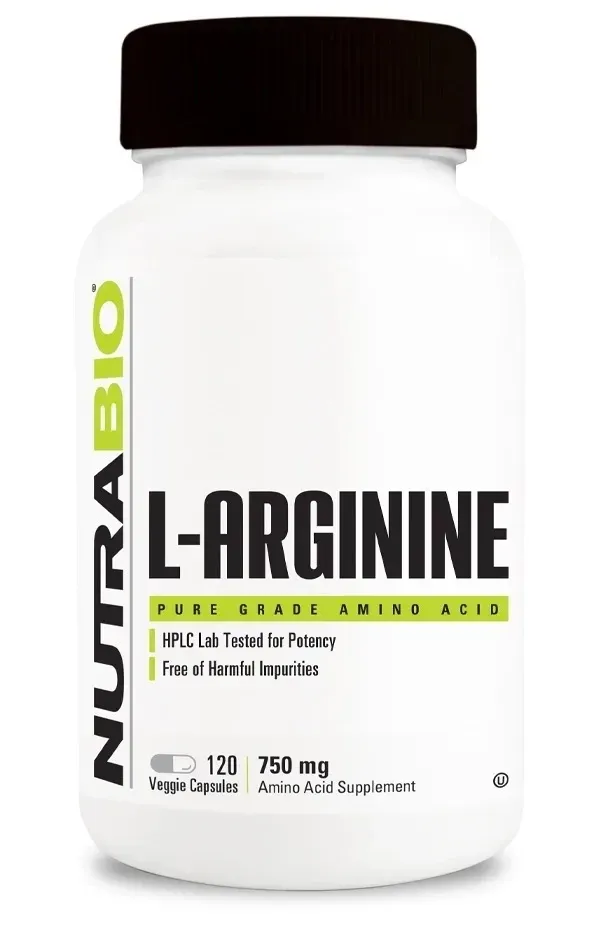NutraBio Arginine 750 mg, Size: 120 Vegetarian Capsules