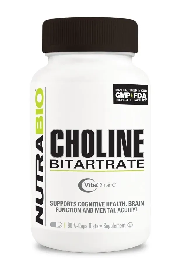 NutraBio Choline Bitartrate, Size: 90 Vegetarian Capsules