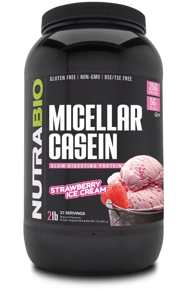 NutraBio Micellar Casein, Flavor: Strawberry Ice Cream, Size: 2 lb