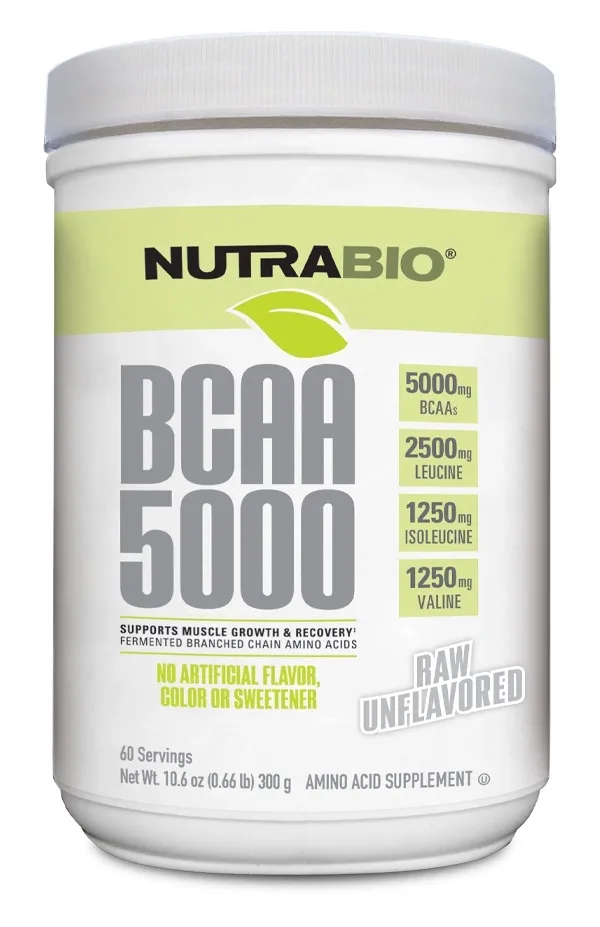 NutraBio BCAA Natural Powder, Flavor: Unflavored, Size: 60 Servings