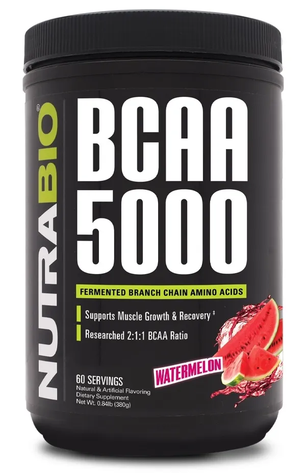 NutraBio BCAA 5000 Powder, Flavor: Watermelon, Size: 60 Servings