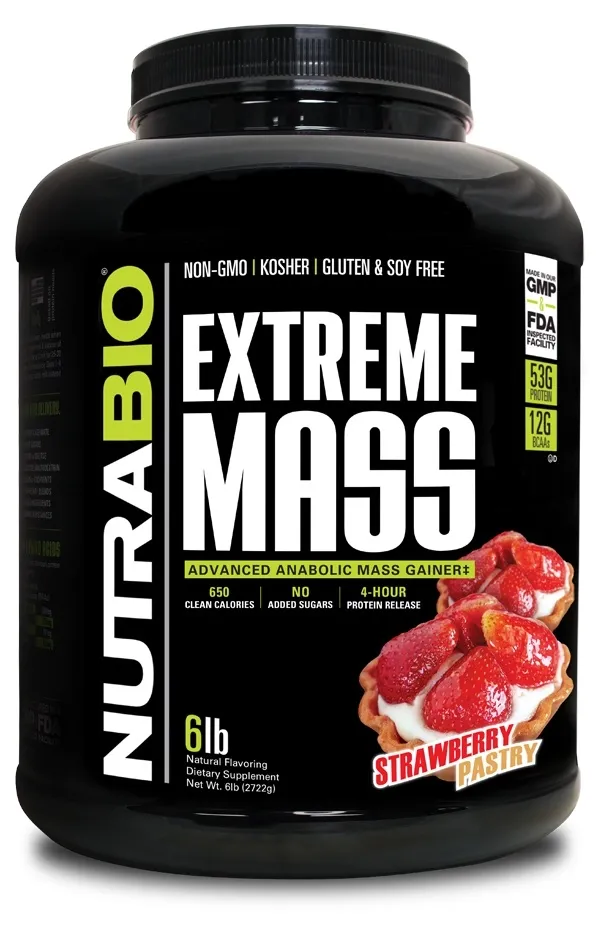 NutraBio Extreme Mass, Flavor: Strawberry Pastry, Size: 6 lb