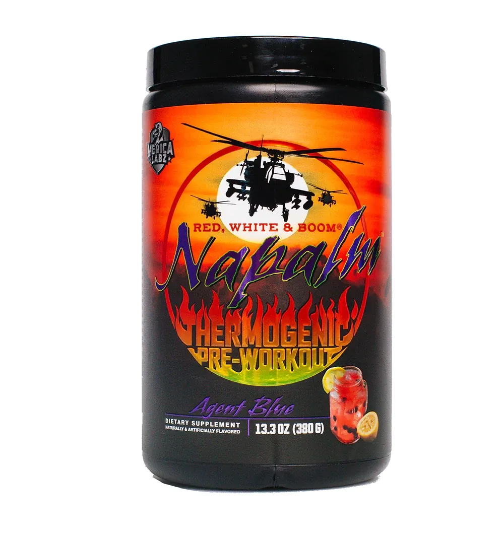 Merica Labz Red, White, &amp; Boom Napalm Edition, Flavor: Agent Blue, Size: 20 Servings