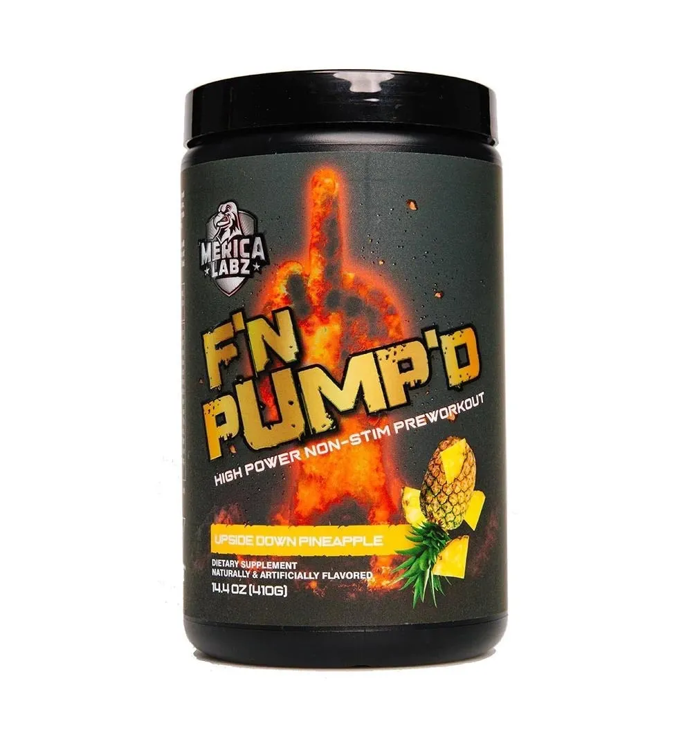 Merica Labz F'N Pumped, Flavor: Upside Down Pineapple, Size: 20 Servings