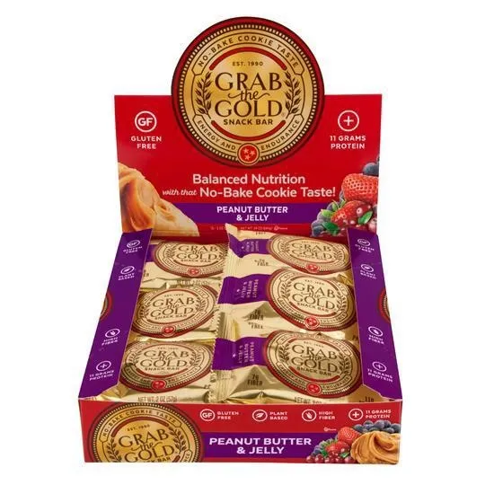 Grab The Gold Snack Bars, Flavor: Peanut Butter &amp; Jelly, Size: 12 Bars