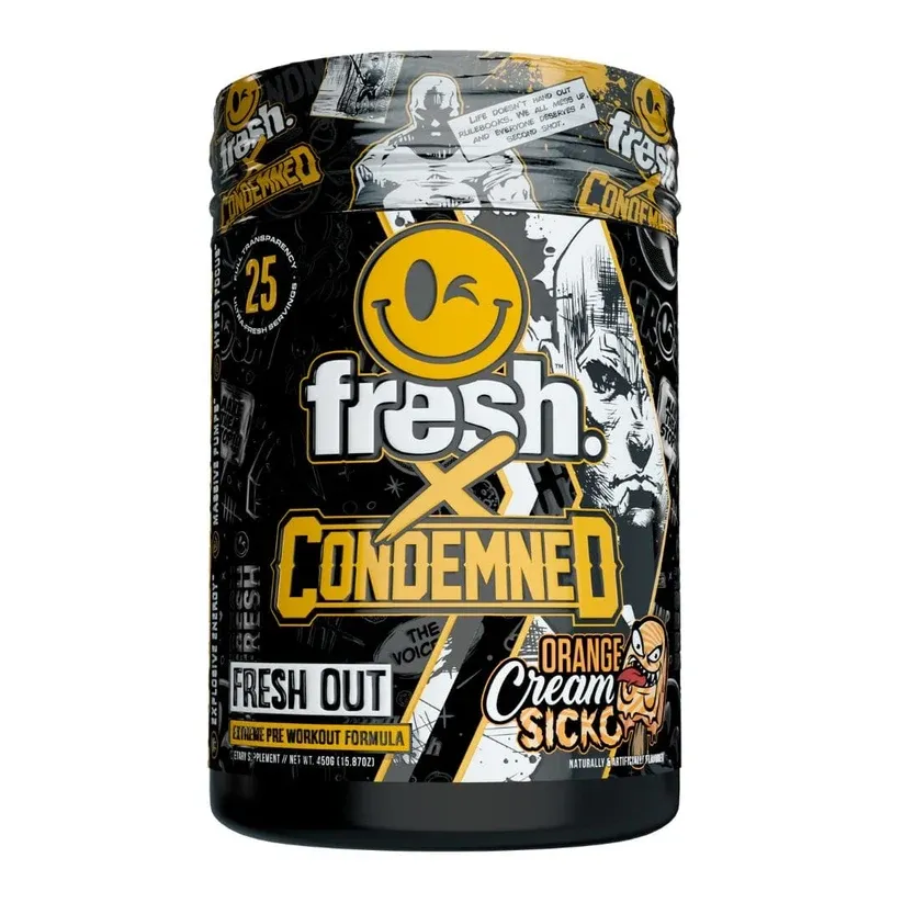 Condemned Labz x Fresh Supps Fresh Out Pre-Workout, Flavor: Orange Kream Sicko, Size: 25 Servings