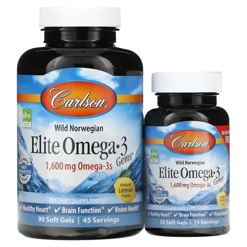 Carlson Elite Omega-3 Gems Fish Oil 90+30 Softgels