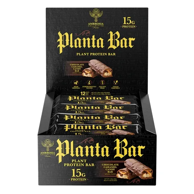 Ambrosia Planta Bars, Flavor: Chocolate Caramel Candy Bar, Size: 1 Box / 12 Bars