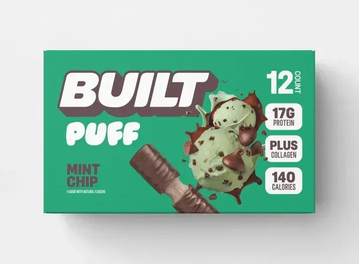 BUILT Puff Protein Bars, Flavor: Mint Chip Puff, Size: 12 Bars