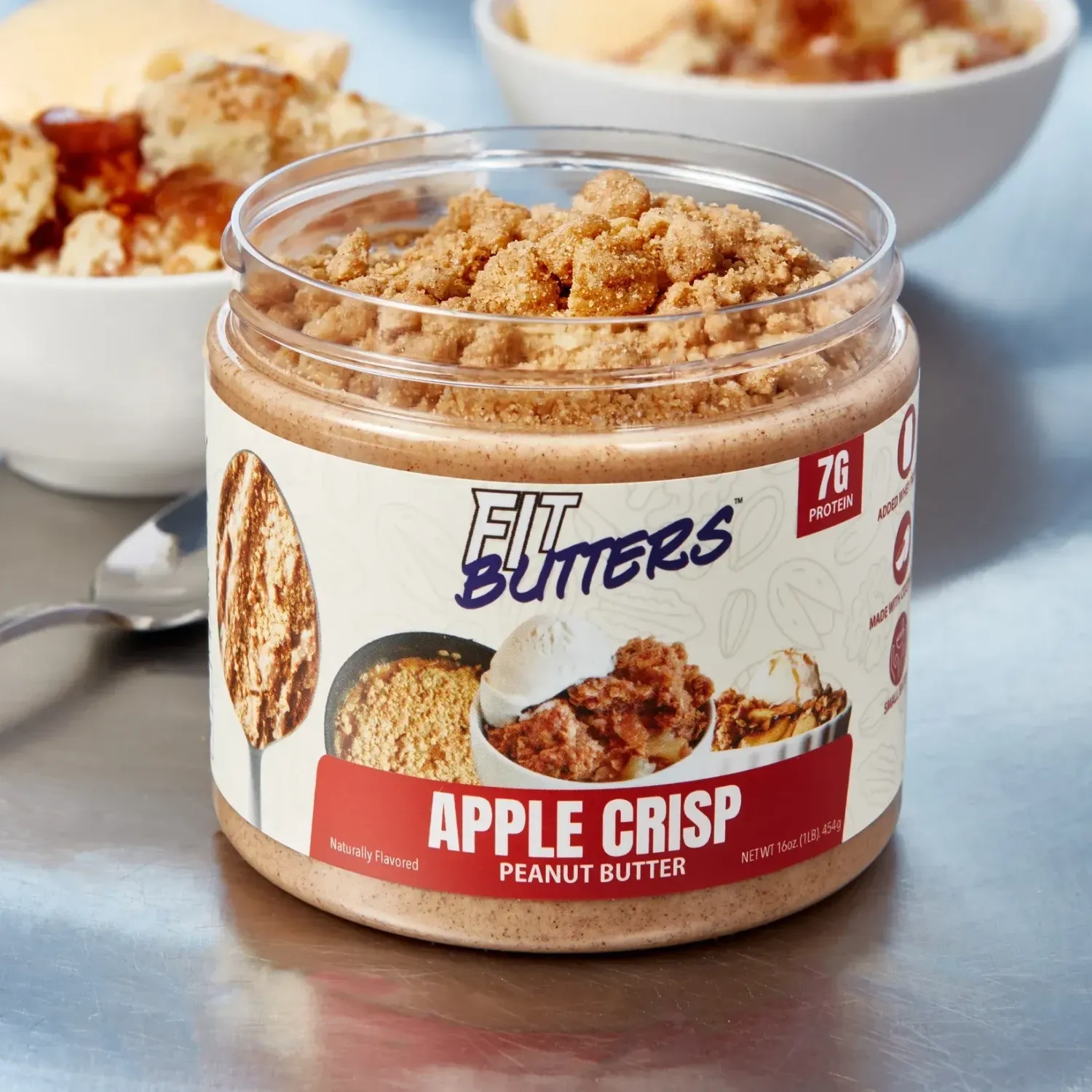 Fit Butters High-Protein Nut Butter Spreads, Flavor: Apple Crisp Peanut Butter, Size: 16 oz