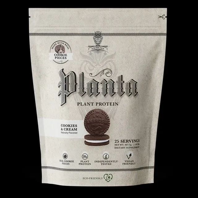 Ambrosia Planta Premium Plant Protein 25 Servings, Flavor: Cookies &amp; Cream, Size: 25 Servings